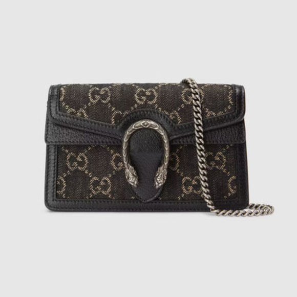 Gucci Mini Dionysus Shoulder Bag in Black Denim NEW W DUSTBAG - Picture 1 of 7